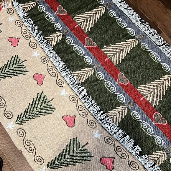 Vintage Hearts Stars Swirls Trees Throw - Picture 9 of 9